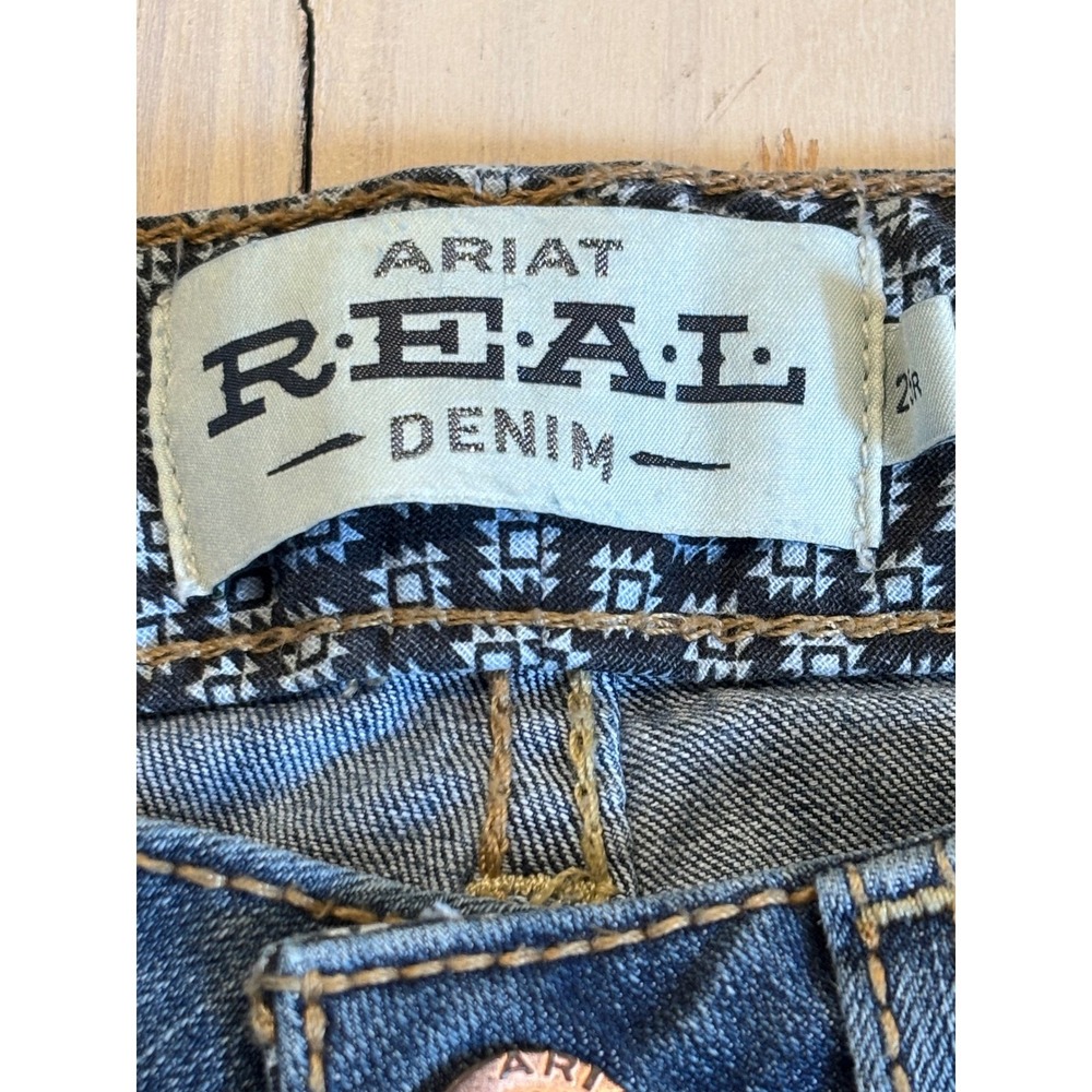 Ariat REAL Denim Perfect Rise Straight Leg Jeans Womens 25R Blue Medium Wash - Picture 3 of 14